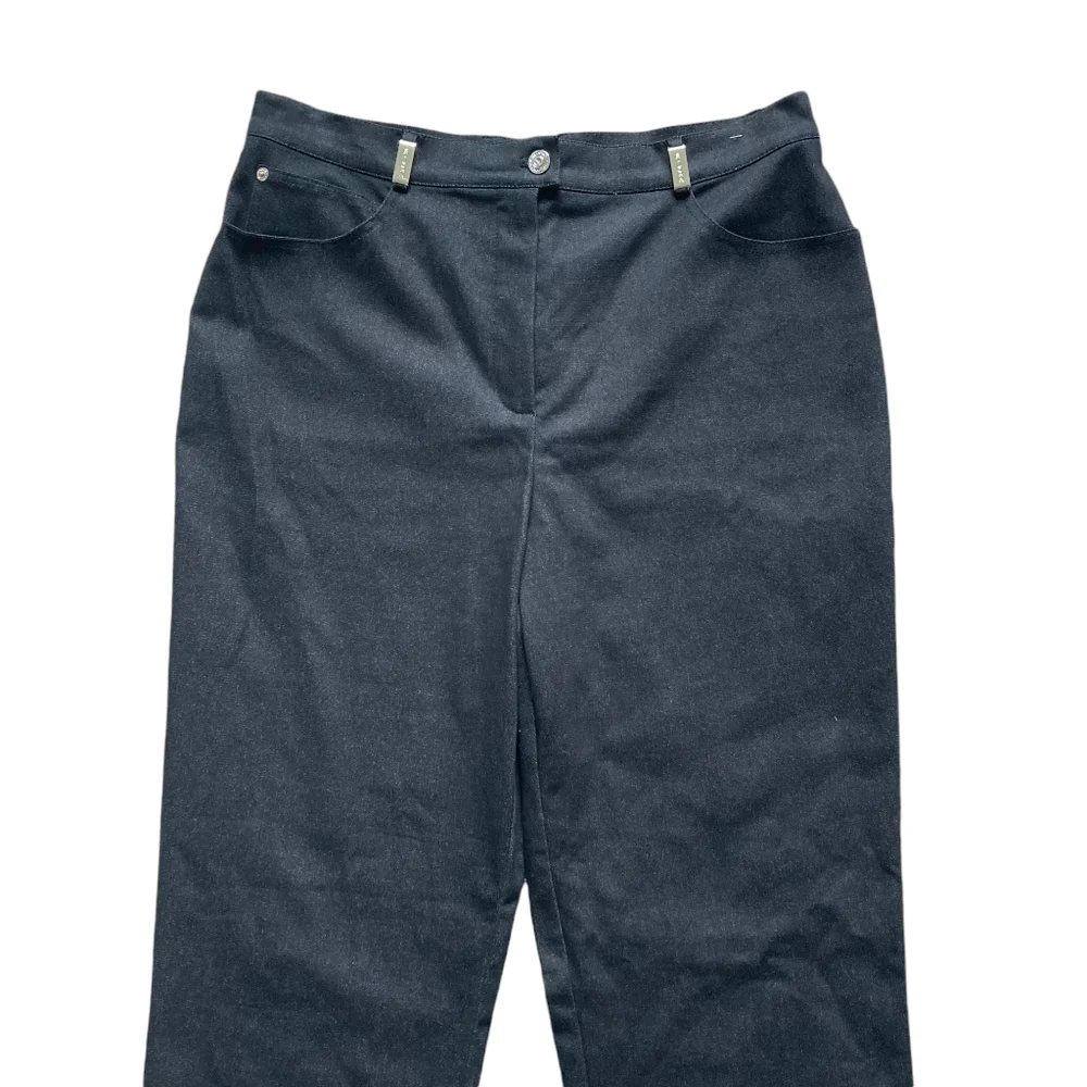 SOLD St John Sport Mary Gray Black denim stretch straight high rise pants casual - Picture 4 of 16